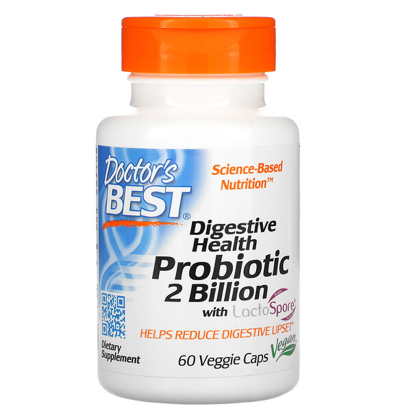 Doctor's Best, Digestive Health, Probiotic with LactoSpore, 2 Billion, 60 Veggie Caps 1 Doctor's Best, Digestive Health, Probiotic with LactoSpore, 2 Billion, 60 Veggie Caps