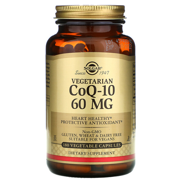 Solgar, Vegetarian CoQ-10, 60 mg, 180 Vegetable Capsules 1 Solgar, Vegetarian CoQ-10, 60 mg, 180 Vegetable Capsules