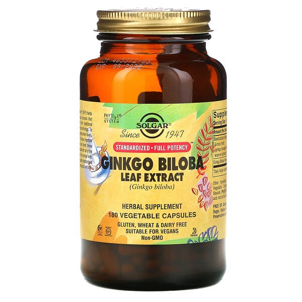 Solgar, Ginkgo Biloba Leaf Extract, 180 Vegetable Capsules 1 Solgar, Ginkgo Biloba Leaf Extract, 180 Vegetable Capsules