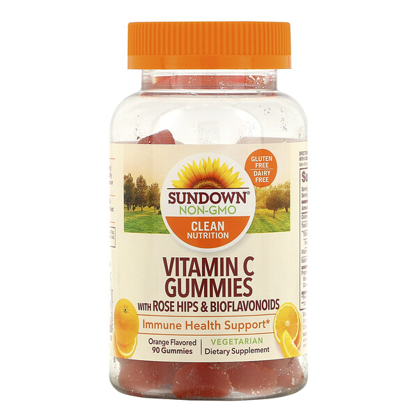 Sundown Naturals, Vitamin C Gummies with Rose Hips & Bioflavonoids, Orange Flavored, 90 Gummies 1 Sundown Naturals, Vitamin C Gummies with Rose Hips & Bioflavonoids, Orange Flavored, 90 Gummies