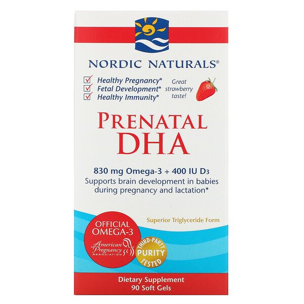 Nordic Naturals, Prenatal DHA, Strawberry, 90 Soft Gels 1 Nordic Naturals, Prenatal DHA, Strawberry, 90 Soft Gels