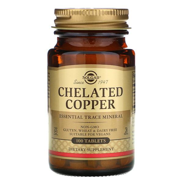 Solgar, Chelated Copper, 100 Tablets 1 Solgar, Chelated Copper, 100 Tablets