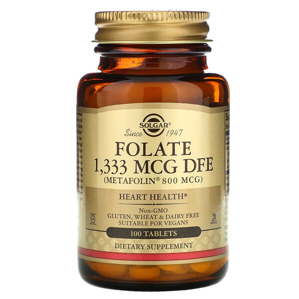 Solgar, Folate , 800 mcg, 100 Tablets 1 Solgar, Folate , 800 mcg, 100 Tablets