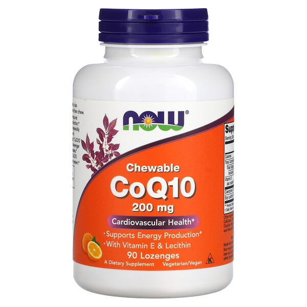 NOW Foods, Chewable CoQ10, 200 mg, 90 Lozenges 1 NOW Foods, Chewable CoQ10, 200 mg, 90 Lozenges