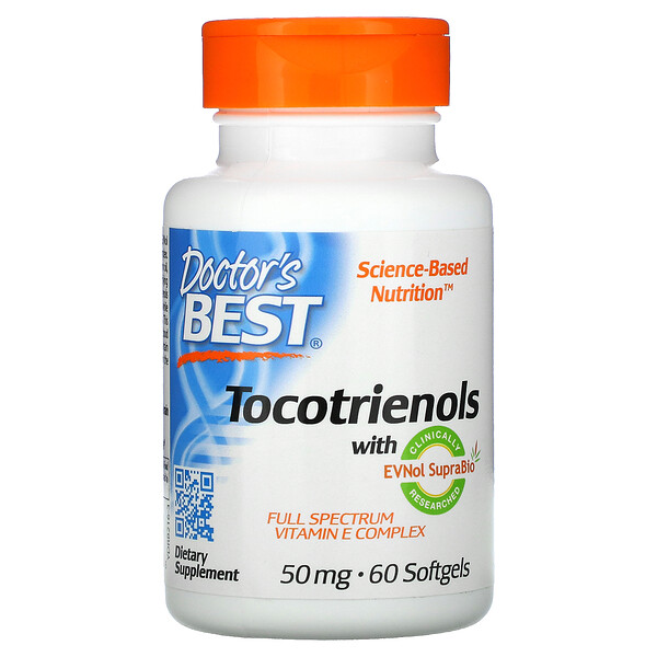 Doctor's Best, Tocotrienols with EVNol SupraBio, 50 mg, 60 Softgels 1 Doctor's Best, Tocotrienols with EVNol SupraBio, 50 mg, 60 Softgels