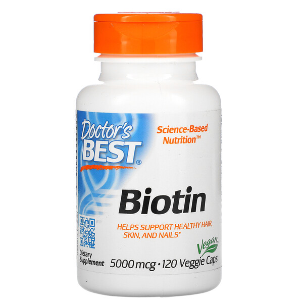 Doctor's Best, Biotin, 5,000 mcg, 120 Veggie Caps 1 Doctor's Best, Biotin, 5,000 mcg, 120 Veggie Caps