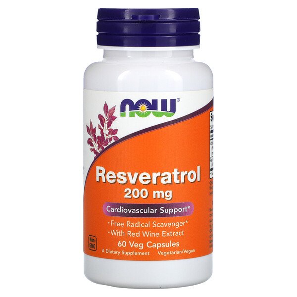 NOW Foods, Resveratrol, 200 mg, 60 Veg Capsules 1 NOW Foods, Resveratrol, 200 mg, 60 Veg Capsules