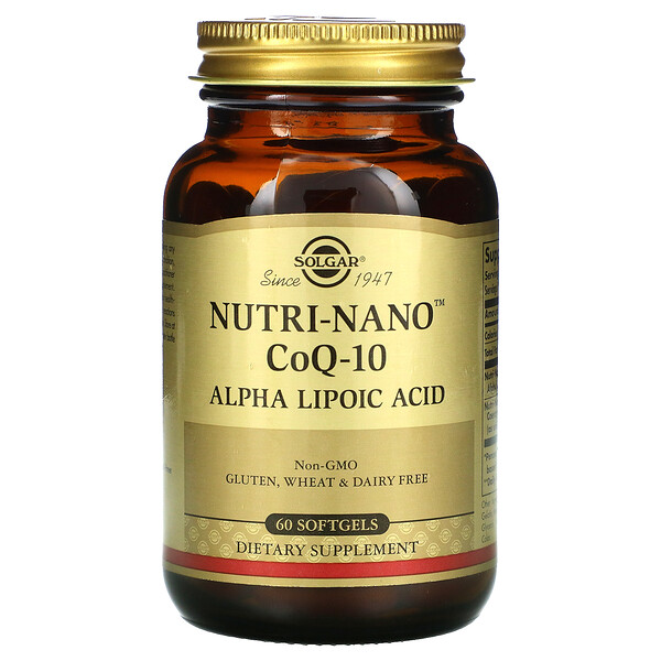 Solgar, Nutri-Nano CoQ-10, Alpha Lipoic Acid, 60 Softgels 1 Solgar, Nutri-Nano CoQ-10, Alpha Lipoic Acid, 60 Softgels