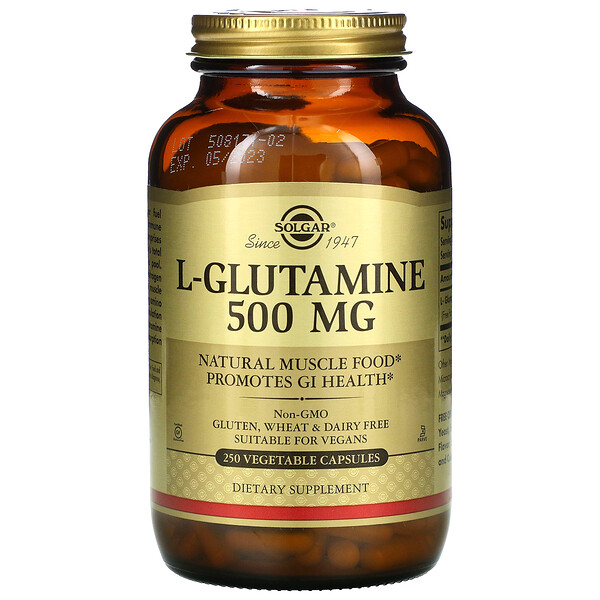 Solgar, L-Glutamine, 500 mg, 250 Vegetable Capsules 1 Solgar, L-Glutamine, 500 mg, 250 Vegetable Capsules