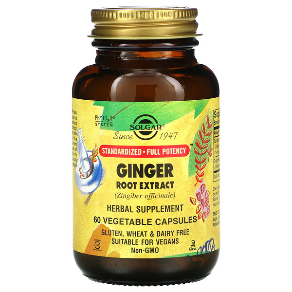 Solgar, Ginger Root Extract, 60 Vegetable Capsules 1 Solgar, Ginger Root Extract, 60 Vegetable Capsules