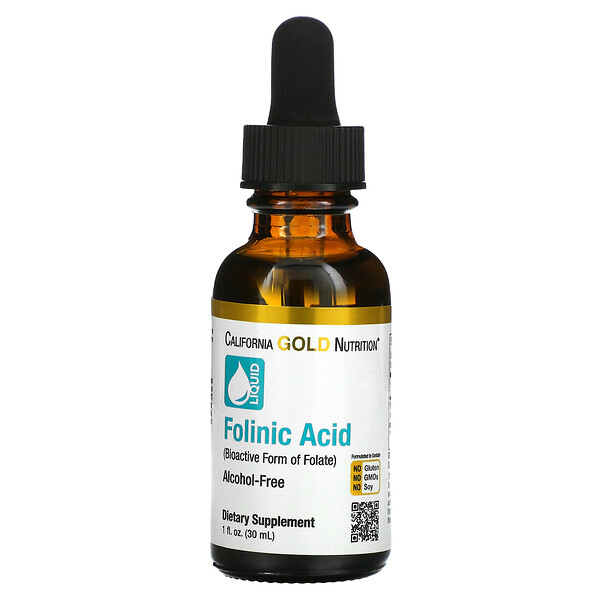 California Gold Nutrition, Folinic Acid, Alcohol Free, 1 fl oz (30 ml) 1 California Gold Nutrition, Folinic Acid, Alcohol Free, 1 fl oz (30 ml)