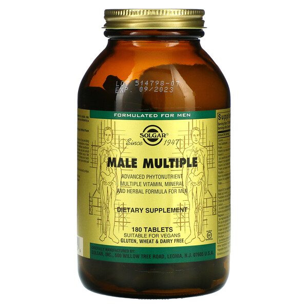 Solgar, Male Multiple, 180 Tablets 1 Solgar, Male Multiple, 180 Tablets