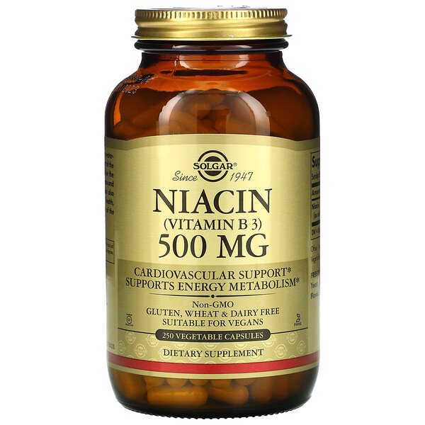 Solgar, Vitamin B3 (Niacin), 500 mg, 250 Vegetable Capsules 1 Solgar, Vitamin B3 (Niacin), 500 mg, 250 Vegetable Capsules