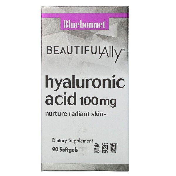 Bluebonnet Nutrition, Beautiful Ally, Hyaluronic Acid, 100 mg, 90 Softgels 1 Bluebonnet Nutrition, Beautiful Ally, Hyaluronic Acid, 100 mg, 90 Softgels