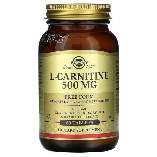 Solgar, L-Carnitine, Free Form, 500 mg, 60 Tablets 1 Solgar, L-Carnitine, Free Form, 500 mg, 60 Tablets