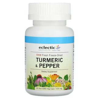 Eclectic Institute, Raw Fresh Freeze-Dried, Turmeric & Pepper, 430 mg, 90 Non-GMO Veg Caps