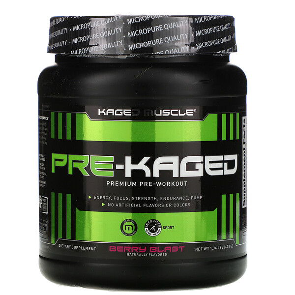 Kaged Muscle, PRE-KAGED, Premium Pre-Workout, Berry Blast, 1 Kaged Muscle, PRE-KAGED, Premium Pre-Workout, Berry Blast, 1.34 lb (608 g)