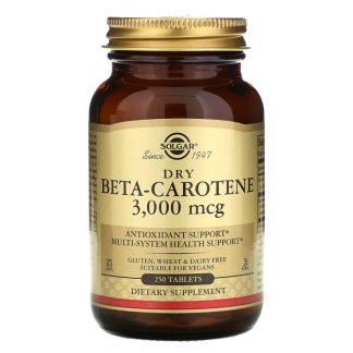 Solgar, Dry Beta-Carotene, 3,000 mcg, 250 Tablets
