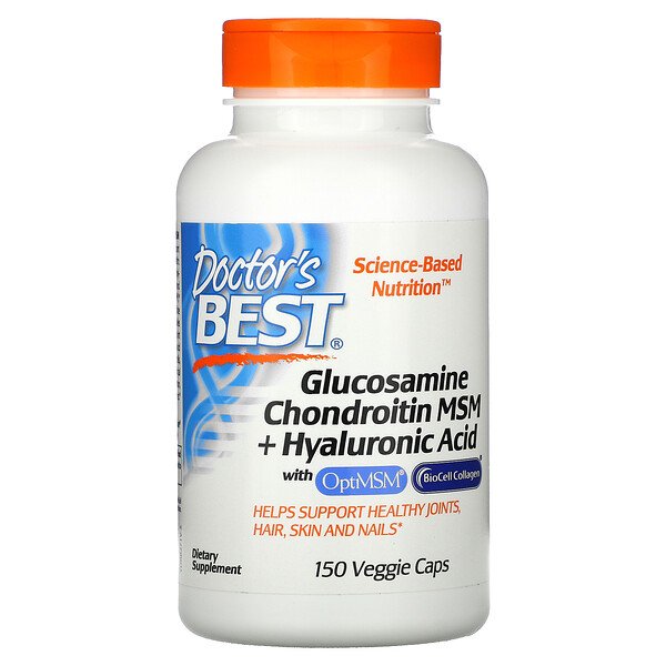 Doctor's Best, Glucosamine Chondroitin MSM + Hyaluronic Acid, 150 Veggie Caps 1 Doctor's Best, Glucosamine Chondroitin MSM + Hyaluronic Acid, 150 Veggie Caps