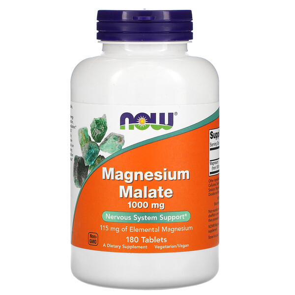NOW Foods, Magnesium Malate, 1,000 mg, 180 Tablets 1 NOW Foods, Magnesium Malate, 1,000 mg, 180 Tablets