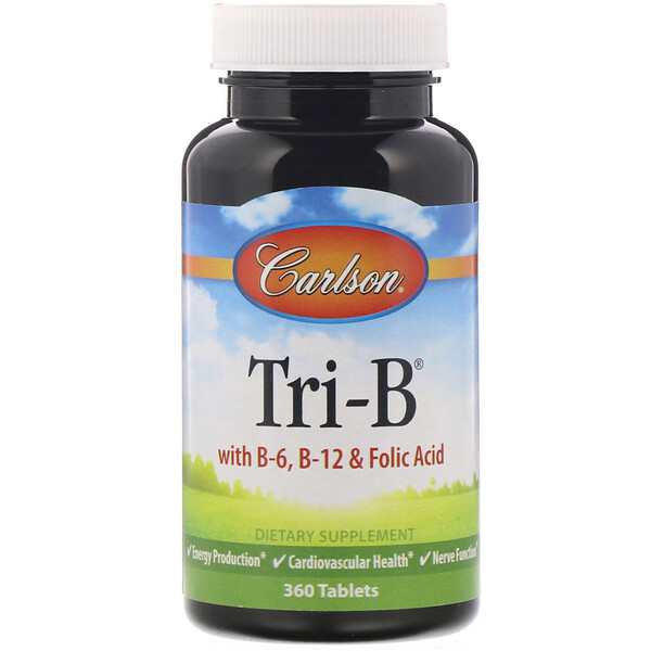 Carlson Labs, Tri-B with B6, B12 & Folic Acid, 360 Tablets 1 Carlson Labs, Tri-B with B6, B12 & Folic Acid, 360 Tablets