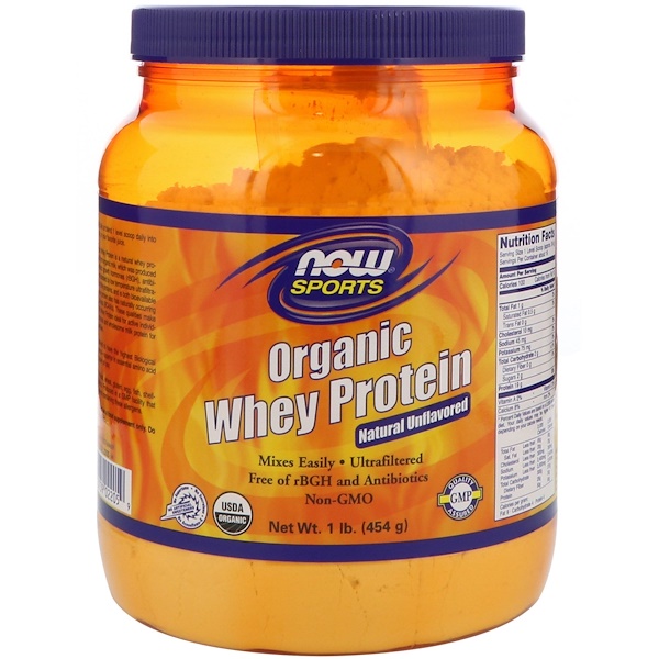NOW Foods, Sports, Organic Whey Protein, Natural Unflavored, 1 lb (454 g) 1 NOW Foods, Sports, Organic Whey Protein, Natural Unflavored, 1 lb (454 g)
