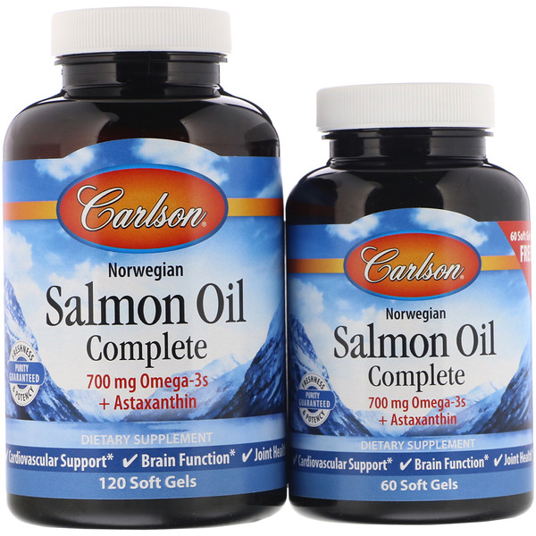 Carlson Labs, Norwegian, Salmon Oil Complete, 120 + 60 Free Soft Gels 1 Carlson Labs, Norwegian, Salmon Oil Complete, 120 + 60 Free Soft Gels