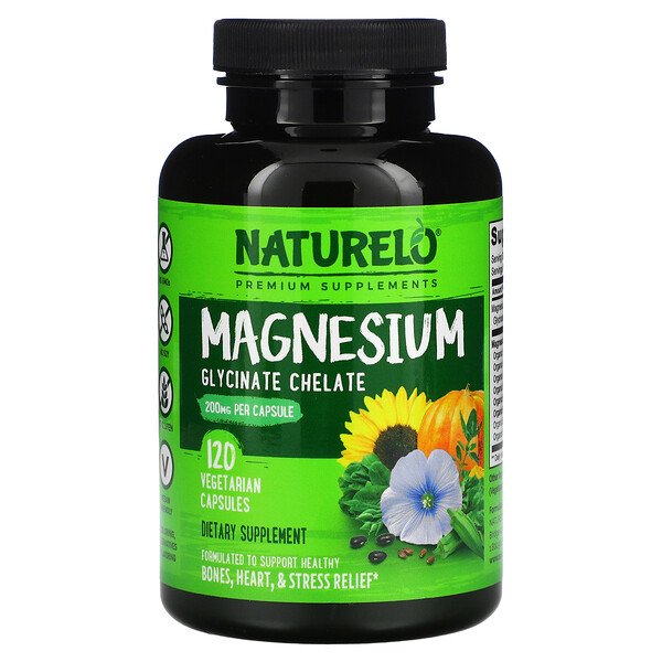 NATURELO, Magnesium Glycinate Chelate, 200 mg, 120 Vegetarian Capsules 1 NATURELO, Magnesium Glycinate Chelate, 200 mg, 120 Vegetarian Capsules