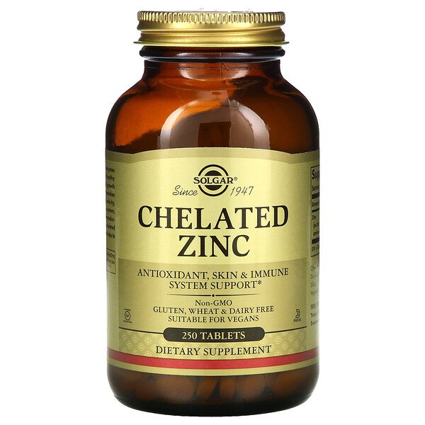 Solgar, Chelated Zinc, 250 Tablets 1 Solgar, Chelated Zinc, 250 Tablets