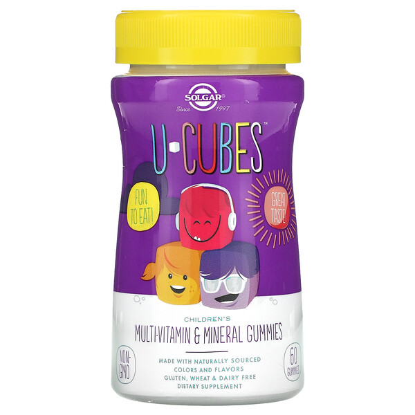 Solgar, U-Cubes, Children's Multi-Vitamin & Mineral Gummies, Cherry & Orange, 60 Gummies 1 Solgar, U-Cubes, Children's Multi-Vitamin & Mineral Gummies, Cherry & Orange, 60 Gummies
