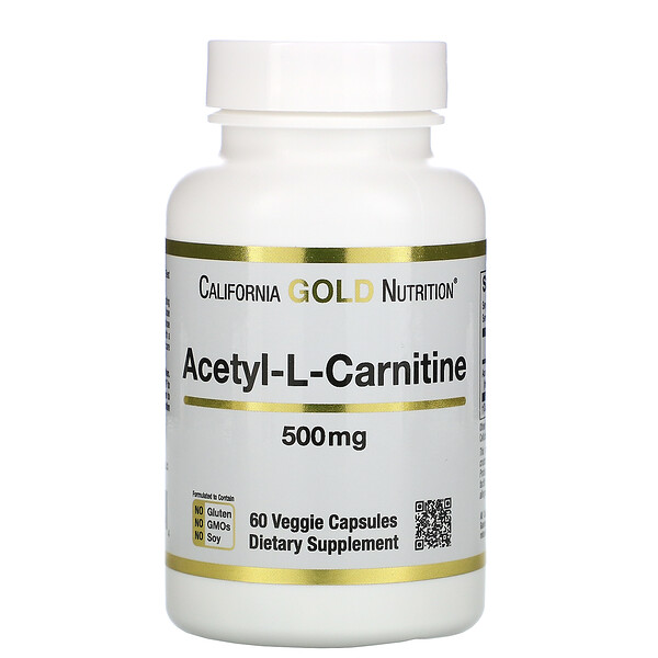California Gold Nutrition, Acetyl-L-Carnitine, 500 mg, 60 Veggie Capsules