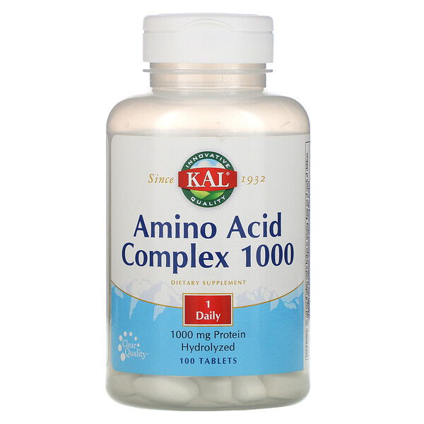 KAL, Amino Acid Complex 1000, 1,000 mg, 100 Tablets 1 KAL, Amino Acid Complex 1000, 1,000 mg, 100 Tablets