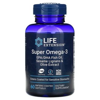 Life Extension, Super Omega-3 EPA/DHA Fish Oil, Sesame Lignans & Olive Extract, 60 Enteric Coated Softgels
