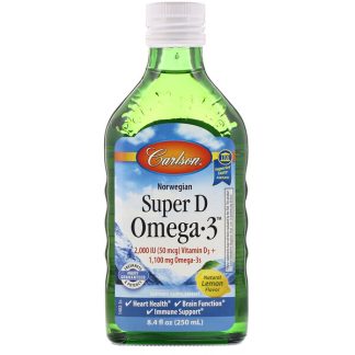 Carlson Labs, Norwegian, Super D Omega-3, Natural Lemon Flavor, 8.4 fl oz (250 ml)