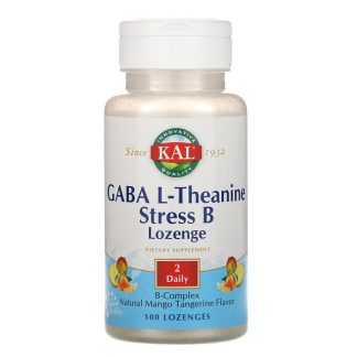 KAL, GABA L-Theanine Stress B Lozenge, Natural Mango Tangerine Flavor, 100 Lozenges
