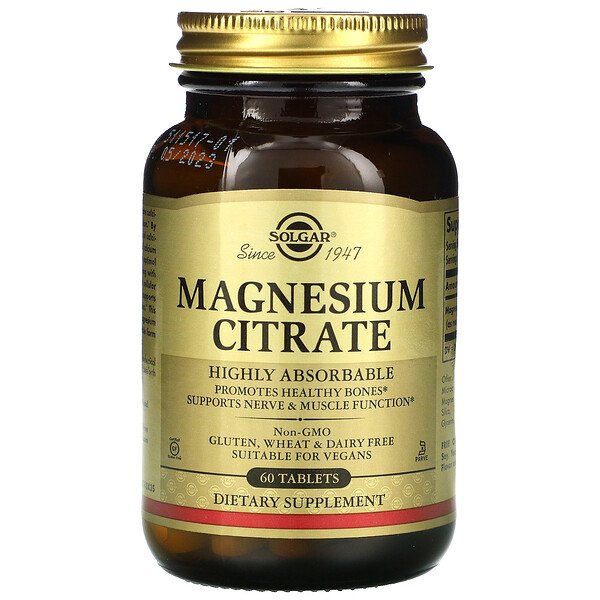 Solgar, Magnesium Citrate, 60 Tablets 1 Solgar, Magnesium Citrate, 60 Tablets
