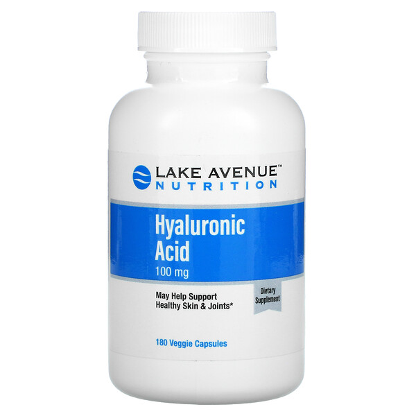 Lake Avenue Nutrition, Hyaluronic Acid, 100 mg, 180 Veggie Capsules 1 Lake Avenue Nutrition, Hyaluronic Acid, 100 mg, 180 Veggie Capsules