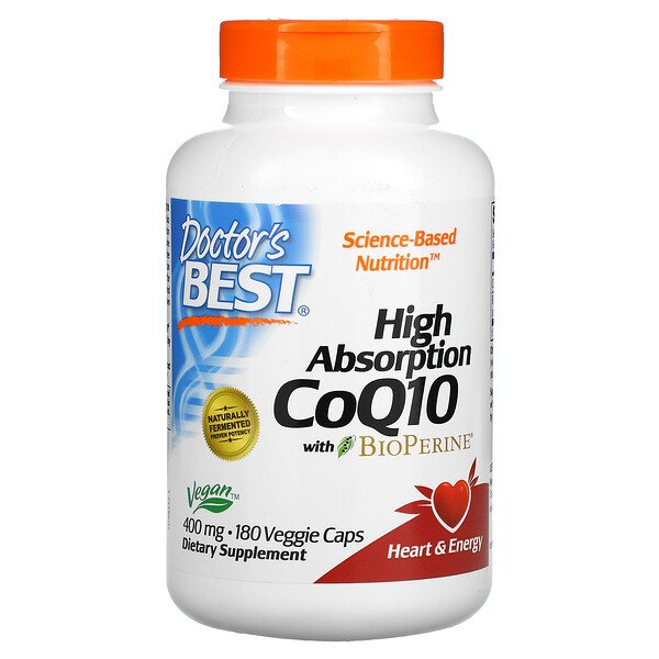 Doctor's Best, High Absorption CoQ10 with BioPerine, 400 mg, 180 Veggie Caps 1 Doctor's Best, High Absorption CoQ10 with BioPerine, 400 mg, 180 Veggie Caps