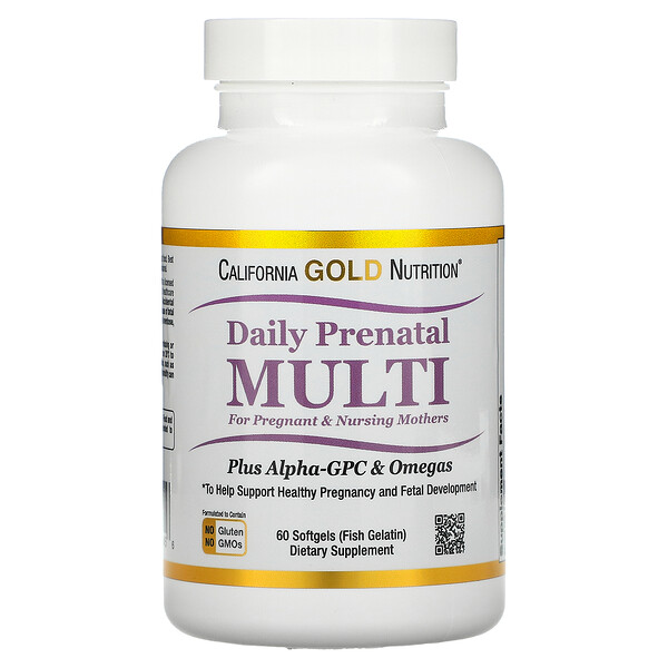 California Gold Nutrition, Daily Prenatal Multi for Pregnant & Nursing Mothers, 60 Fish Gelatin Softgels 1 California Gold Nutrition, Daily Prenatal Multi for Pregnant & Nursing Mothers, 60 Fish Gelatin Softgels