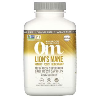 Om Mushrooms, Lion's Mane Mushroom Superfood, 667 mg, 180 Vegetable Capsules