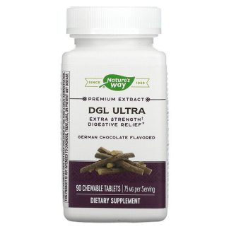 Nature's Way, DGL Ultra, Extra Strength Digestive Relief, German Chocolate, 75 mg, 90 Chewable Tablets