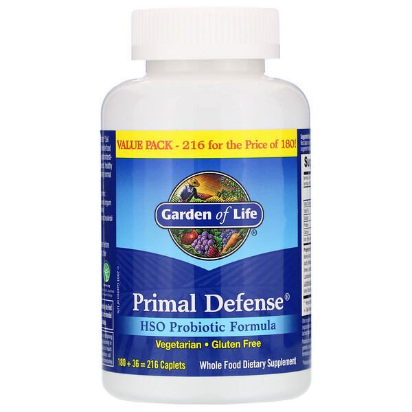Garden of Life, Primal Defense, HSO Probiotic Formula, 216 Caplets 1 Garden of Life, Primal Defense, HSO Probiotic Formula, 216 Caplets