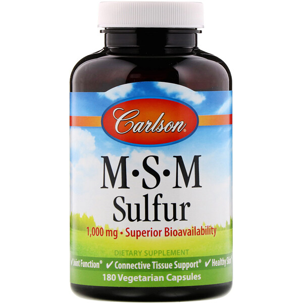 Carlson Labs, MSM Sulfur, 1,000 mg, 180 Vegetarian Capsules 1 Carlson Labs, MSM Sulfur, 1,000 mg, 180 Vegetarian Capsules