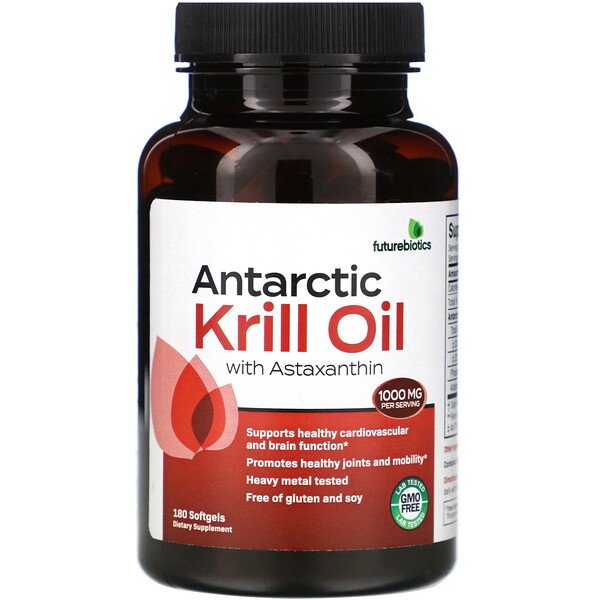 FutureBiotics, Antarctic Krill Oil with Astaxanthin, 500 mg, 180 Softgels 1 FutureBiotics, Antarctic Krill Oil with Astaxanthin, 500 mg, 180 Softgels