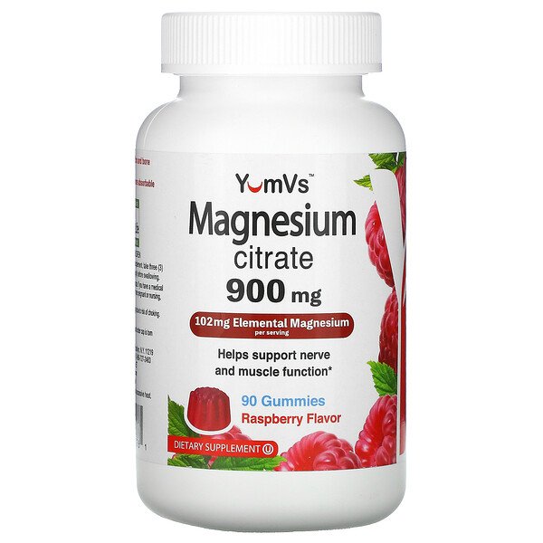 YumV's, Magnesium Citrate, Raspberry, 900 mg, 90 Gummies 1 YumV's, Magnesium Citrate, Raspberry, 900 mg, 90 Gummies