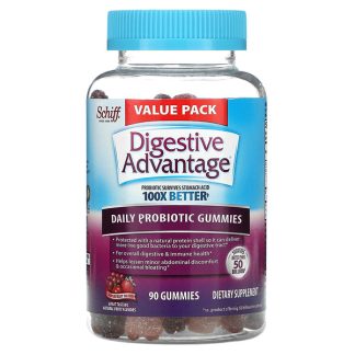 Schiff, Digestive Advantage, Daily Probiotic Gummies, Natural Fruit Flavors, 90 Gummies