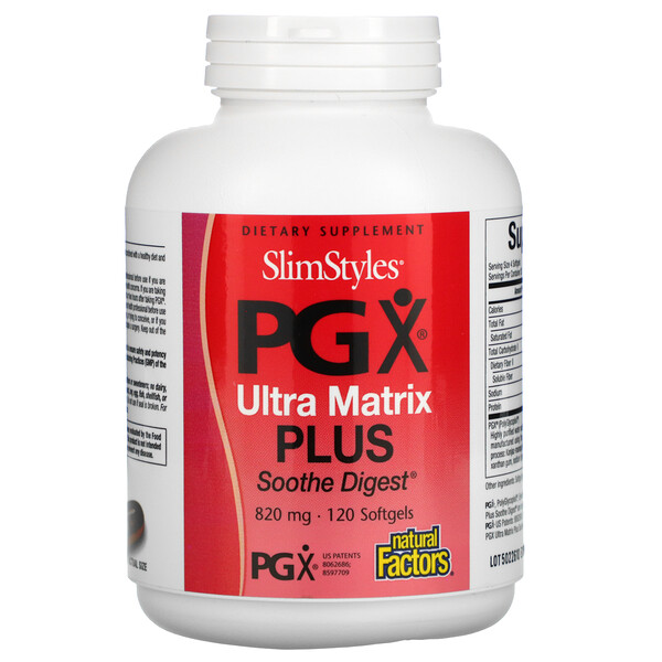 Natural Factors, SlimStyles PG X, Ultra Matrix Plus, 820 mg, 120 Softgels 1 Natural Factors, SlimStyles PG X, Ultra Matrix Plus, 820 mg, 120 Softgels