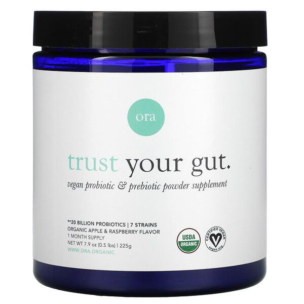 Ora, Trust Your Gut, Vegan Probiotic & Prebiotic Powder Supplement, Organic Apple & Raspberry , 7 Ora, Trust Your Gut, Vegan Probiotic & Prebiotic Powder Supplement, Organic Apple & Raspberry , 7.9 oz (225 g)