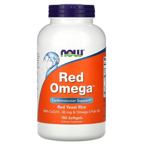 NOW Foods, Red Omega, Red Yeast Rice with CoQ10, 30 mg, 180 Softgels 1 NOW Foods, Red Omega, Red Yeast Rice with CoQ10, 30 mg, 180 Softgels