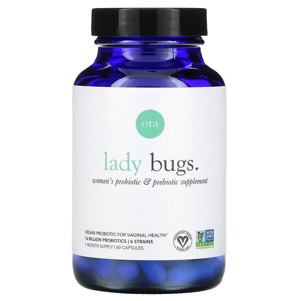 Ora, Lady Bugs, Women's Probiotic & Prebiotic Supplement, 60 Capsules 1 Ora, Lady Bugs, Women's Probiotic & Prebiotic Supplement, 60 Capsules
